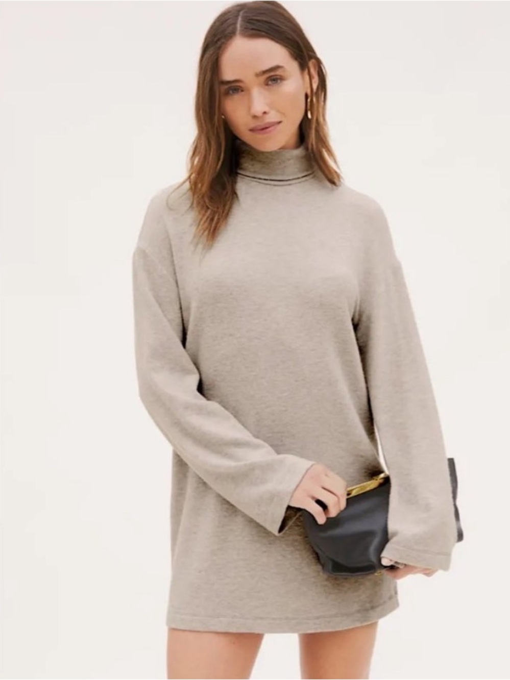 Reformation Aspen Turtleneck Dress Heather Grey Casual Boho Women’s Size Medium